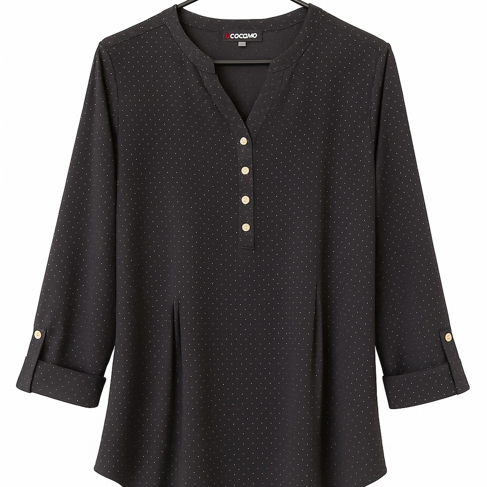 Cocomo Black Polka Dot Button-Front Tunic – Women's Size Medium